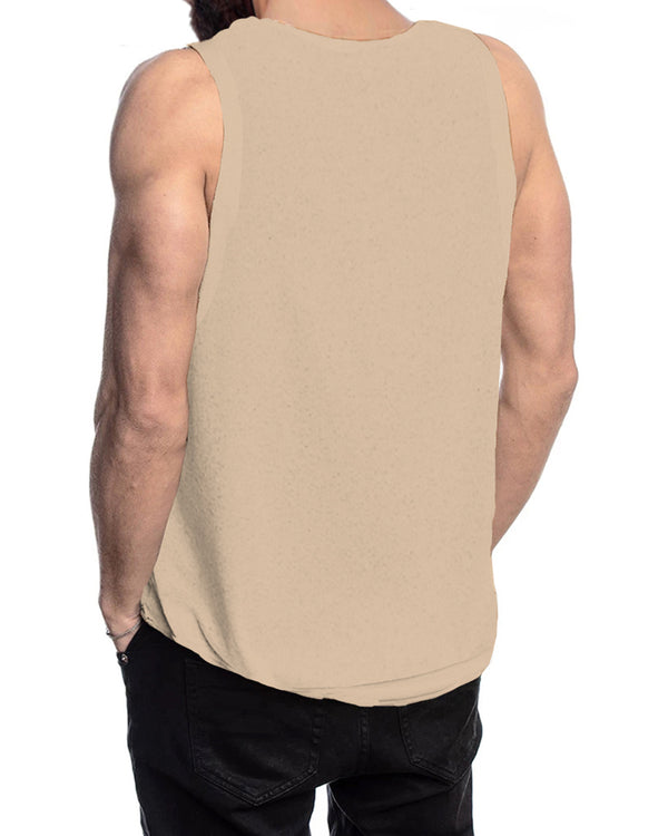 Men Sleeveless Beige Printed Vest