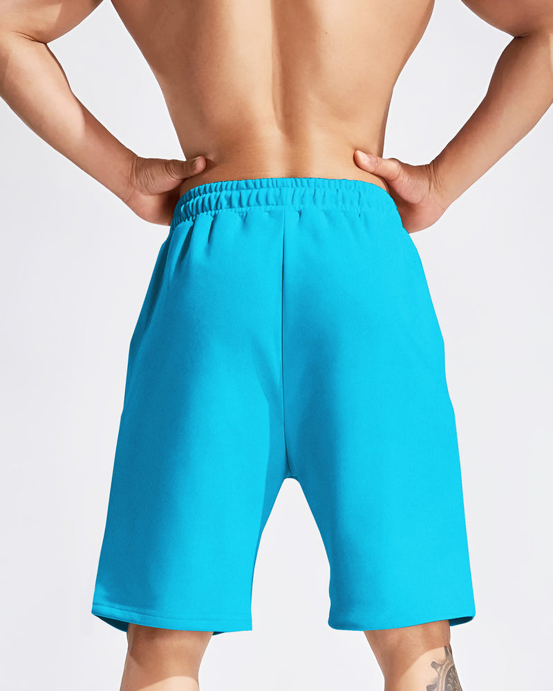 Men Colourblocked Multi-pocket Skyblue-Black Shorts