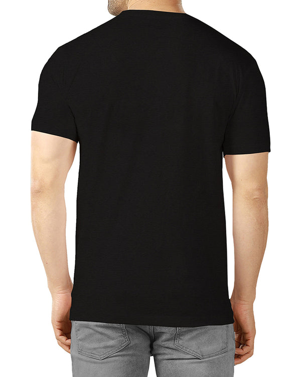 Men Plain Black Line Printed Round Neck T-shirt