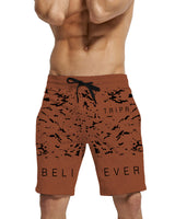 Men Slim Fit Brown Printed Shorts