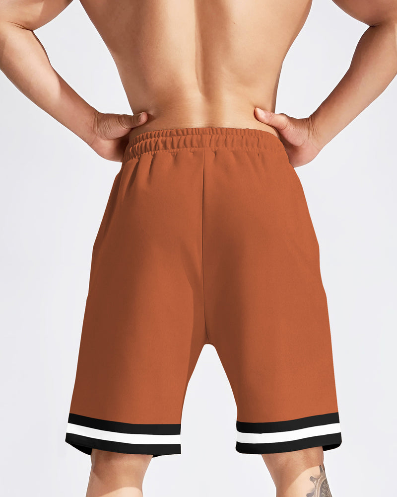 Men Brown Knee Length Sports Shorts