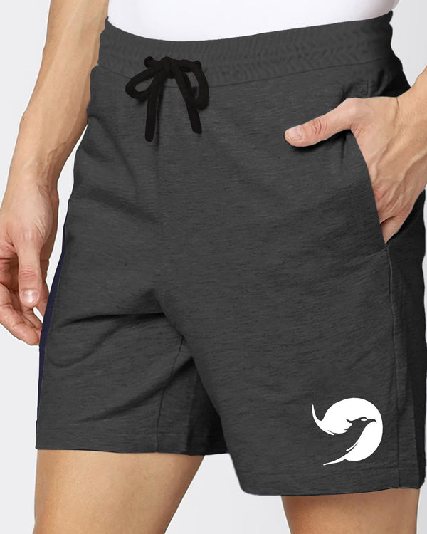 Men Solid Drak Grey Running Sports Shorts