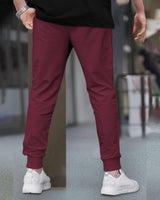 Men Cuffed Jogger With Printed / Maroon