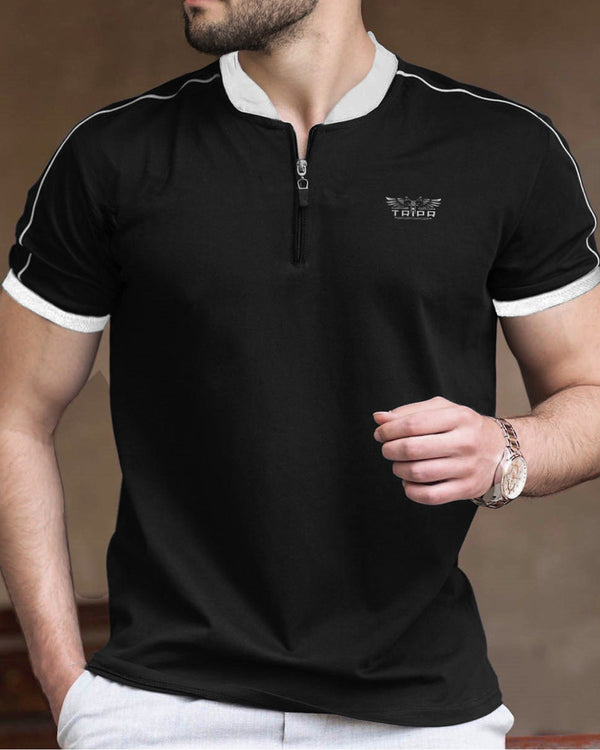Tripr Black Half Sleeve T-Shirt
