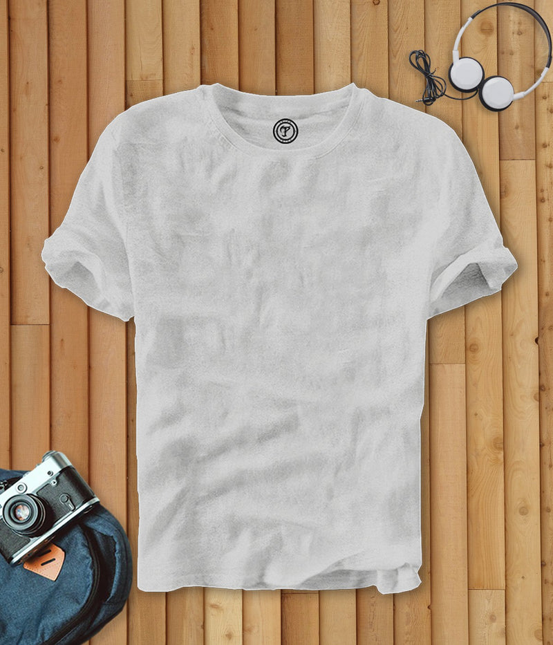 Men Solid Grey Half Sleeve Round Neck Plain T-Shirt