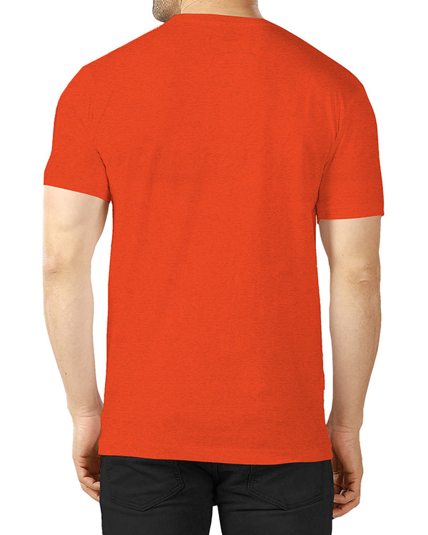 Men Orange Printed Black Round Neck Half Sleeve T-shirt
