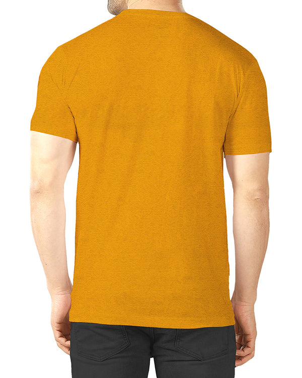 Men Yellow Line Printed Round Neck Half Sleeve T-shirt