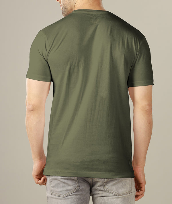 Half Sleeve Olive Round Neck T-Shirt