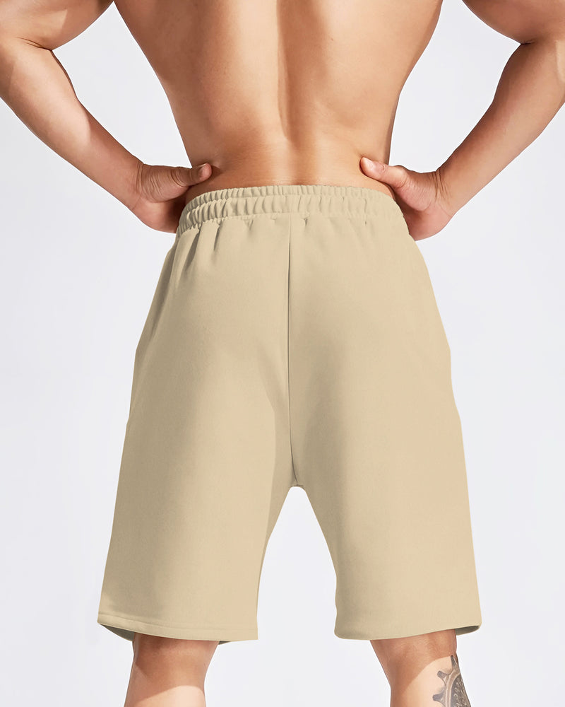 Men Flap-pocket Beige Shorts