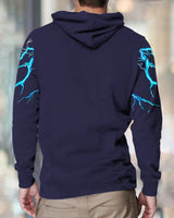 Men Printed Hooded Neck Navy T-Shirt