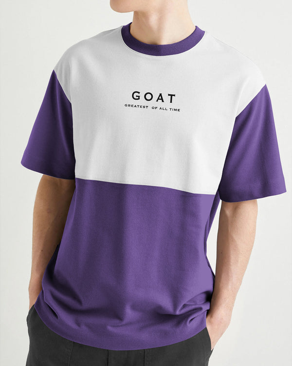 Men Oversized GOAT Printed Purple White T-shirt