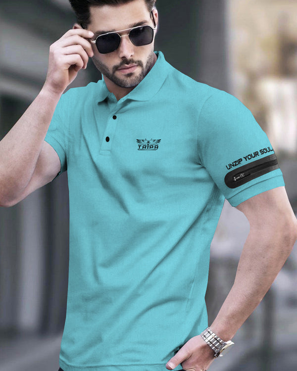 Men Designer Polo Collar Skyblue T-shirt