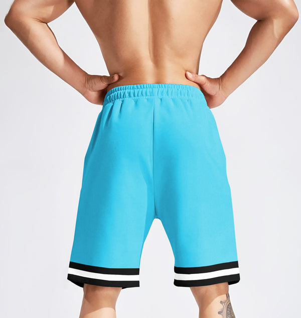 Men Skyblue Knee Length Sports Shorts