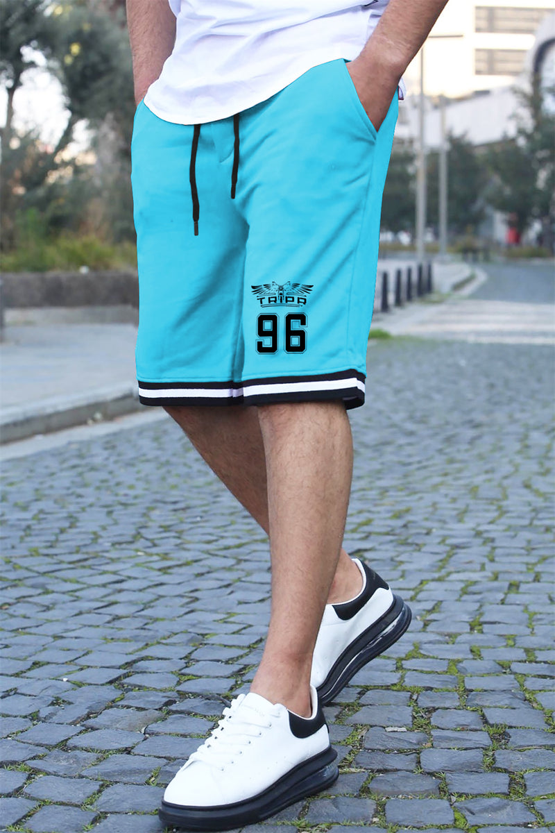 Men Skyblue Knee Length Sports Shorts