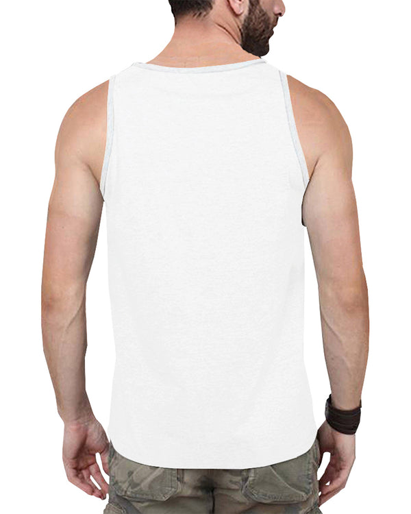 Men Printed White Vest