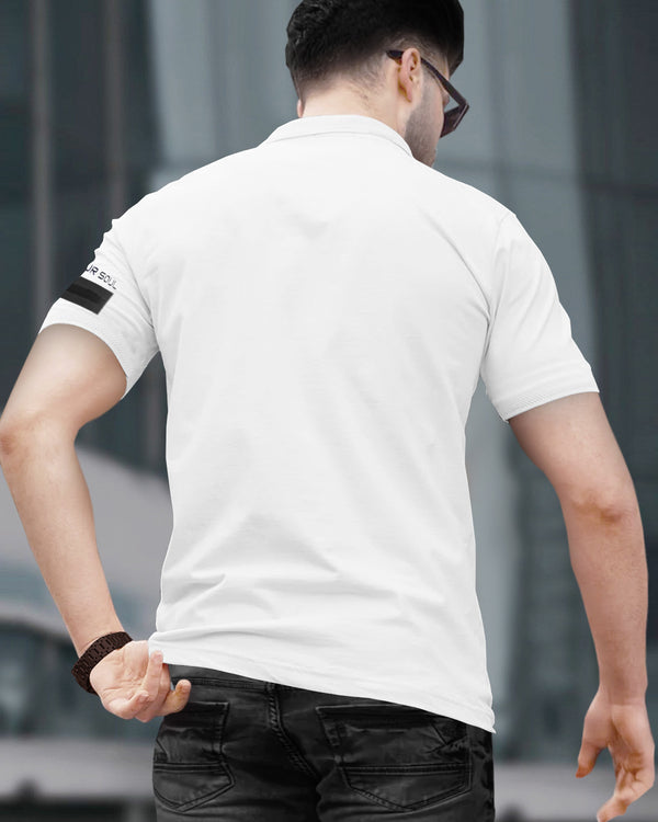 Men Designer Polo Collar White T-shirt