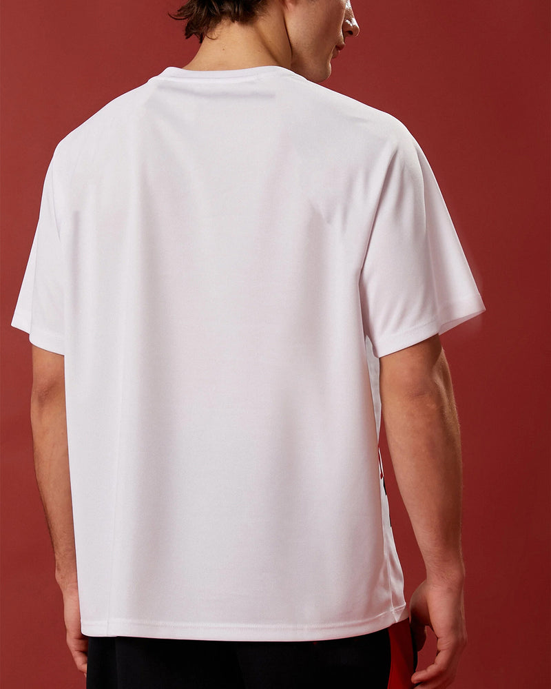 Men White Loose Fit Half Sleeve Round Neck T-shirt