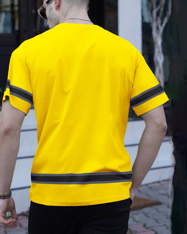 Yellow Number Printed Oversized T-Shirt For Men