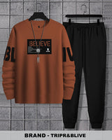 mens tracksuit - BROWN BLACK