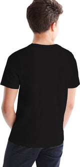 Boys Half Sleeve Printed Cotton Blend T-Shirt / Black