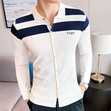 Mens Full Hand Striped Casual Shirt / White