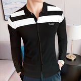 Men Color Block Casual White, Black Shirt