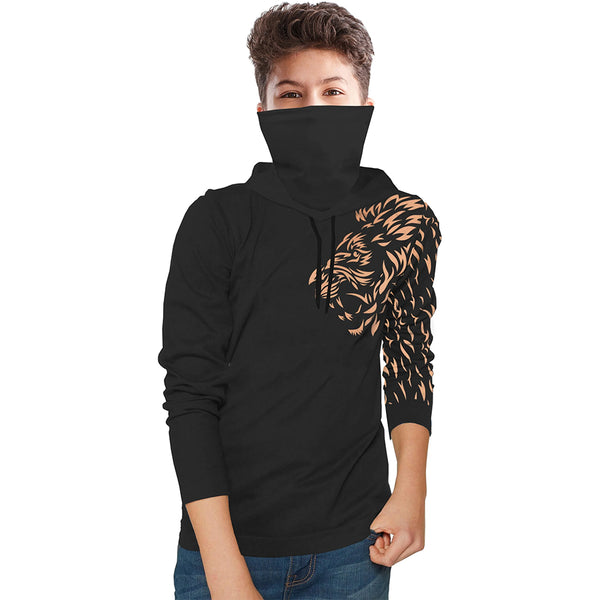 Boys Lion Mask Printed T Shirt