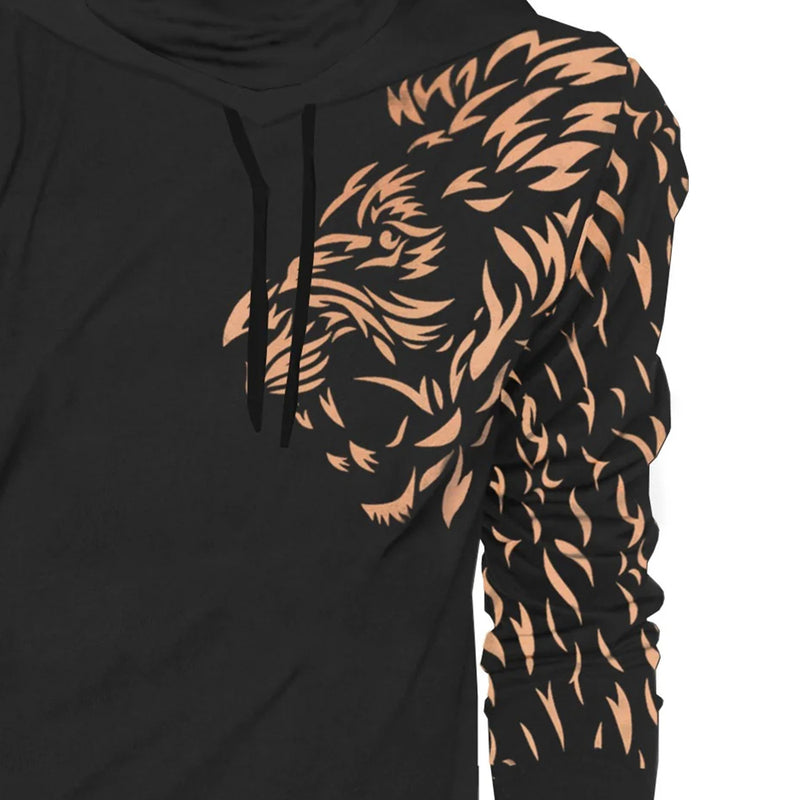 Boys Lion Mask Printed T-Shirt / Black - Navy Blue