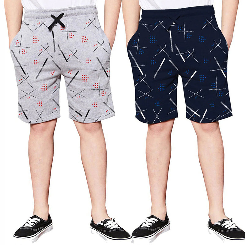 (Pack of 2) Shorts For Boys Casual Printed Cotton Blend