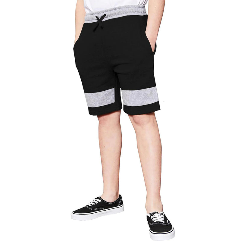 Boys Short For Casual Self Design Cotton Blend / Black