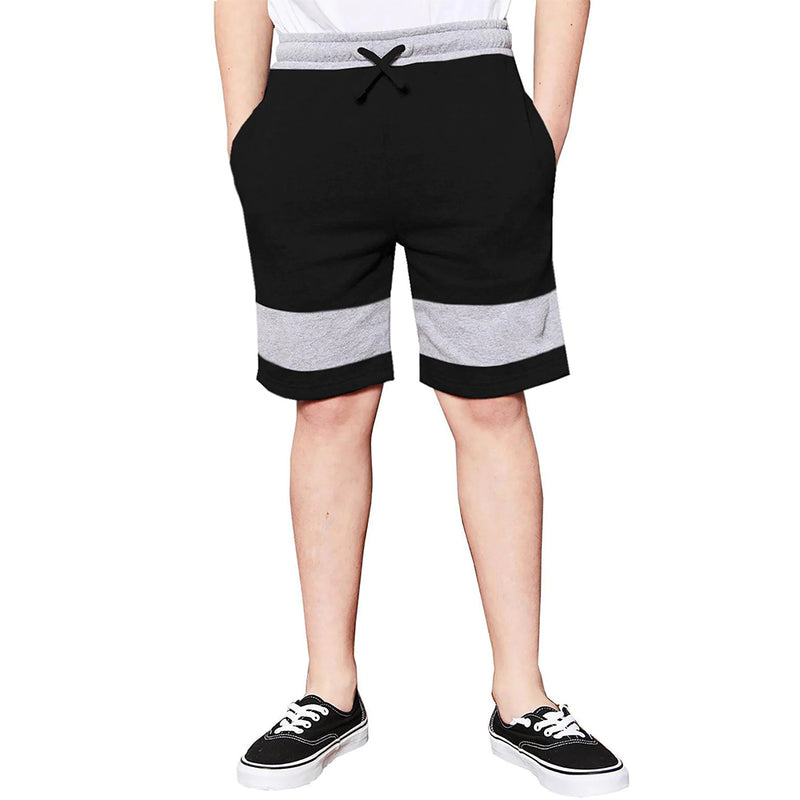 Boys Short For Casual Self Design Cotton Blend / Black