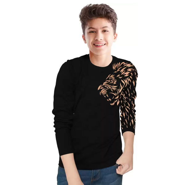 Kids Printed Cotton Blend  T Shirt Black