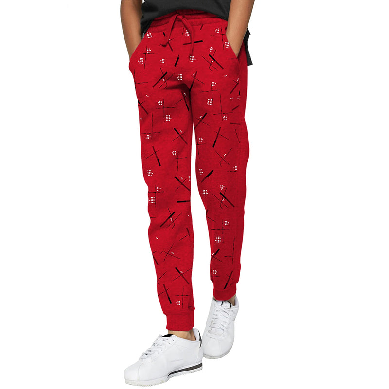 Kids Printed Track Pant (Pack of 1) / (Red / Navy / Grey / Black)