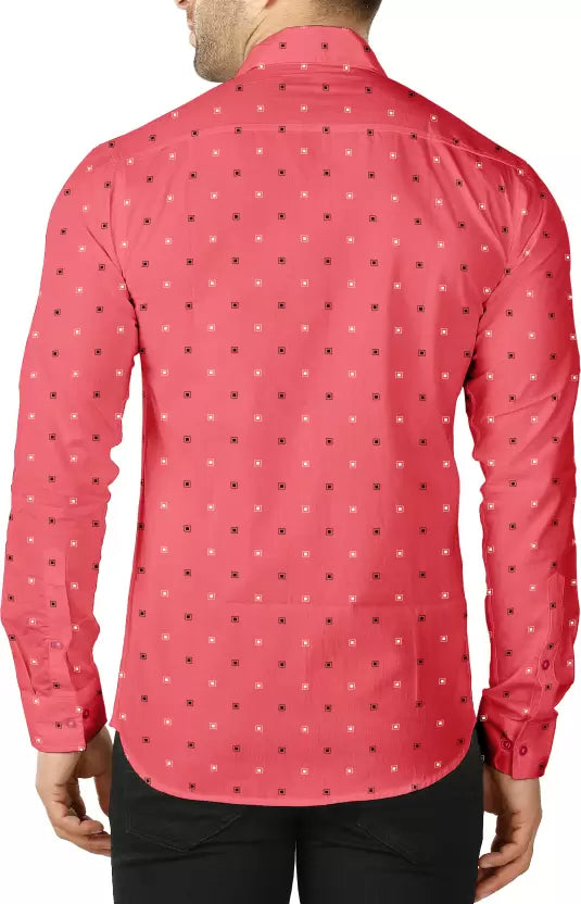 Men Printed Casual Pink Shirt