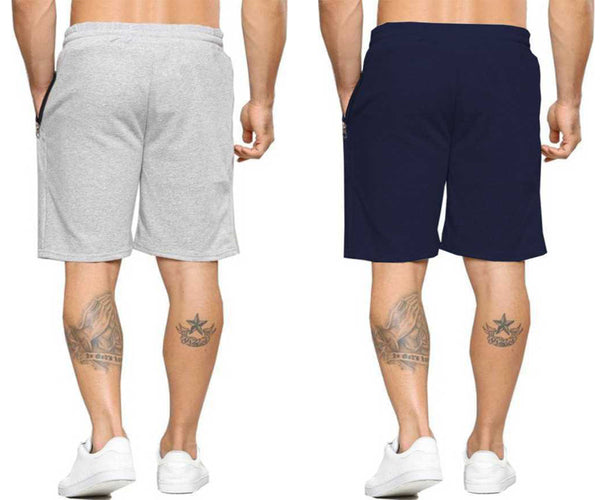 Beard Printed Men Dark Blue Grey Regular Shorts (pack of 2)